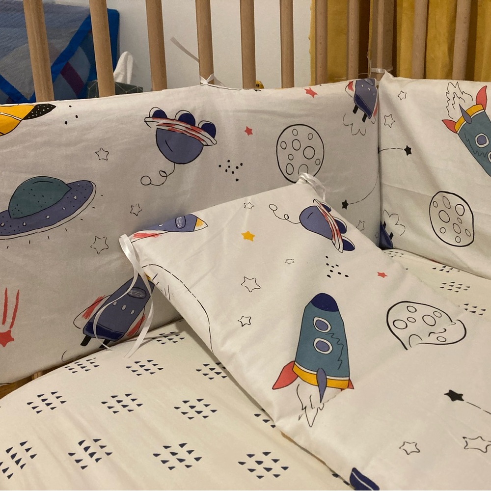 Space Theme Toddler Crib Liner Set - Picture 3 of 6